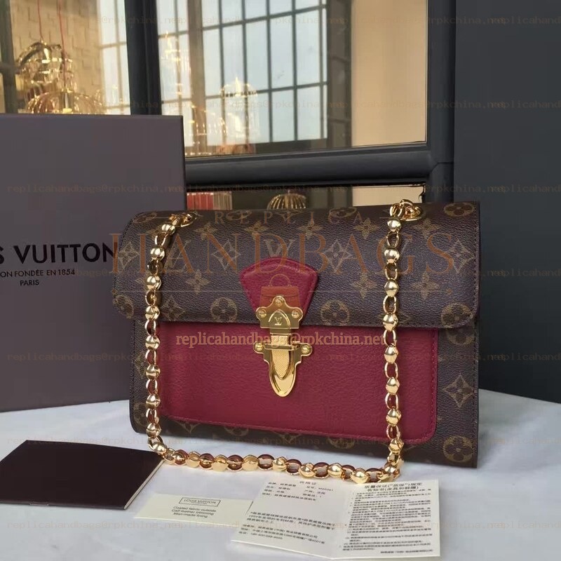 Replica Louis Vuitton Brown Monogram Burgundy Flap Victoire