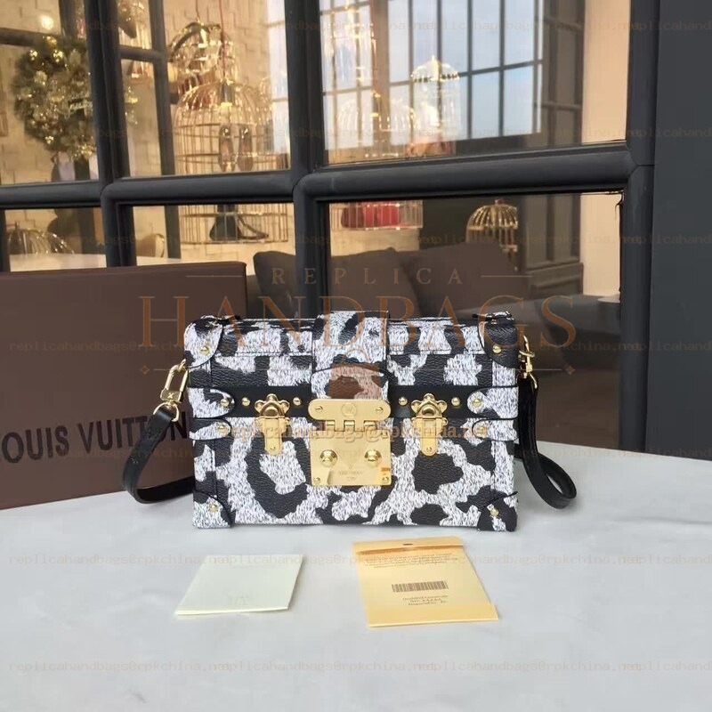 Replica Louis Vuitton Black White Floral Graphic Petite Malle