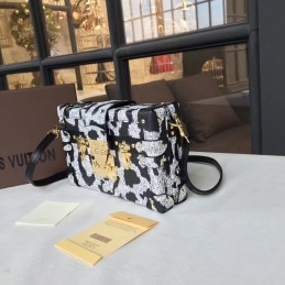 Replica Louis Vuitton Black White Floral Graphic Petite Malle