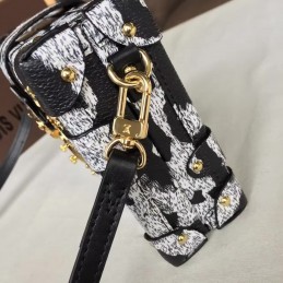 Replica Louis Vuitton Black White Floral Graphic Petite Malle