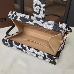 Replica Louis Vuitton Black White Floral Graphic Petite Malle