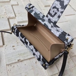 Replica Louis Vuitton Black White Floral Graphic Petite Malle