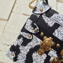 Replica Louis Vuitton Black White Floral Graphic Petite Malle