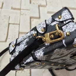Replica Louis Vuitton Black White Floral Graphic Petite Malle