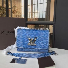 Replica Louis Vuitton Blue Textured Twist MM