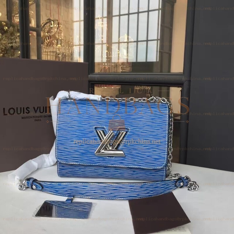 Replica Louis Vuitton Blue Textured Twist MM