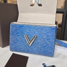 Replica Louis Vuitton Blue Textured Twist MM