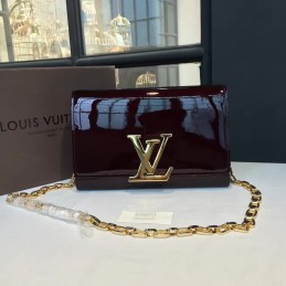 Replica Louis Vuitton Burgundy Patent Chain Louise GM