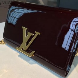 Replica Louis Vuitton Burgundy Patent Chain Louise GM