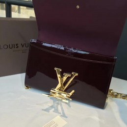 Replica Louis Vuitton Burgundy Patent Chain Louise GM