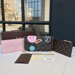 Replica Louis Vuitton Brown Monogram Patch Felicie Pochette