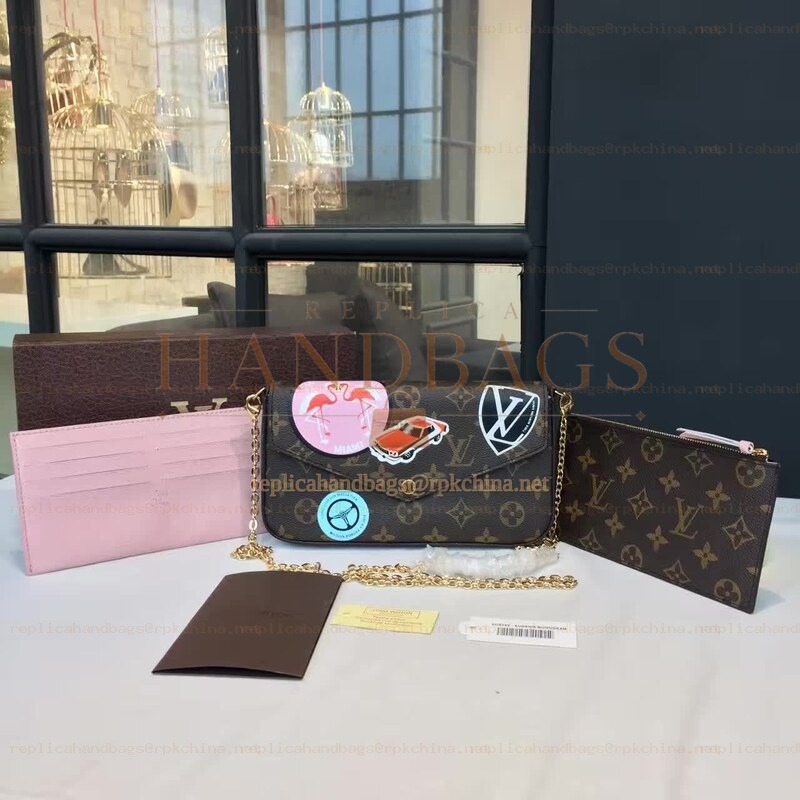 Replica Louis Vuitton Brown Monogram Patch Felicie Pochette