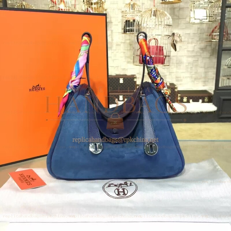 Replica Hermes Navy Blue Lindy 30 Bag Twilly Handle