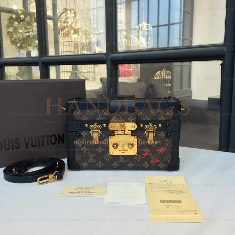 Replica Louis Vuitton Brown Monogram Red Graphic Petite Malle