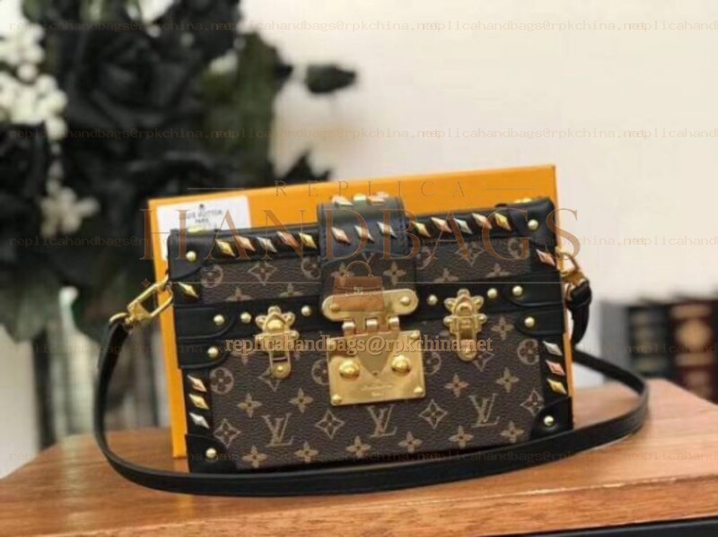 Replica Louis Vuitton Brown Monogram Studded Petite Malle