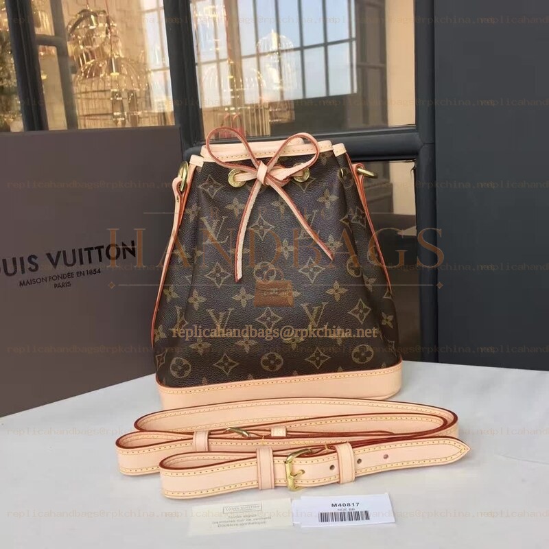 Replica Louis Vuitton Brown Monogram Pink Trim Noe BB