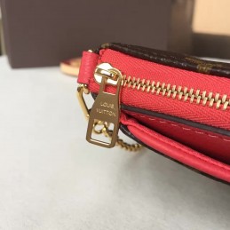 Replica Louis Vuitton Brown Monogram Red Trim Pallas Clutch - Style 2