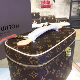 Replica Louis Vuitton Brown Monogram Pink Trim Nice Vanity Case
