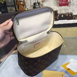 Replica Louis Vuitton Brown Monogram Pink Trim Nice Vanity Case