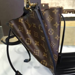 Replica Louis Vuitton Brown Monogram Black Fringed Noe