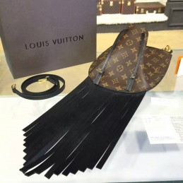 Replica Louis Vuitton Brown Monogram Black Fringed Noe
