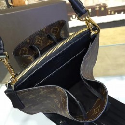 Replica Louis Vuitton Brown Monogram Black Fringed Noe