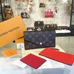 Replica Louis Vuitton Brown Monogram Red Interior Josephine Wallet