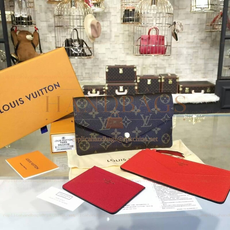 Replica Louis Vuitton Brown Monogram Red Interior Josephine Wallet