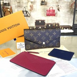 Replica Louis Vuitton Brown Monogram Red Interior Josephine Wallet