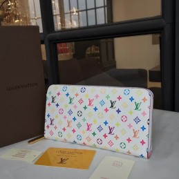 Replica Louis Vuitton White Multicolor Monogram Pale Pink Interior Zippy Wallet