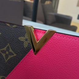 Replica Louis Vuitton Dark Brown Monogram Fuchsia Panel Kimono Wallet