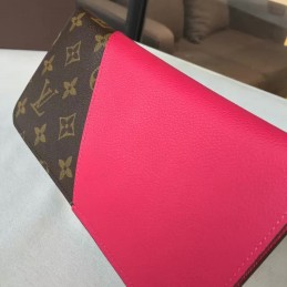 Replica Louis Vuitton Dark Brown Monogram Fuchsia Panel Kimono Wallet