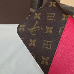 Replica Louis Vuitton Dark Brown Monogram Fuchsia Panel Kimono Wallet