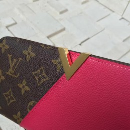 Replica Louis Vuitton Dark Brown Monogram Fuchsia Panel Kimono Wallet