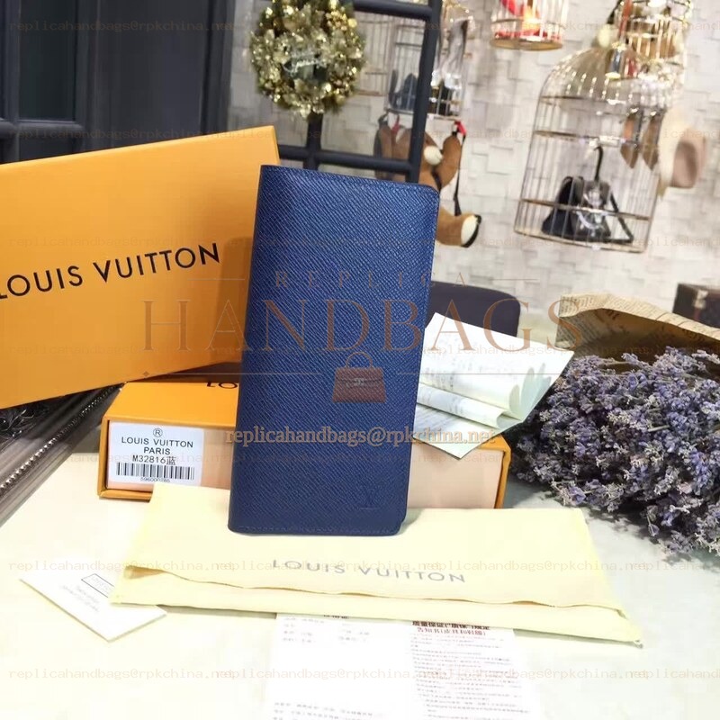 Replica Louis Vuitton Blue Epi Leather Brazza Wallet