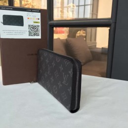 Replica Louis Vuitton Dark Gray Monogram Eclipse Zippy Organizer Wallet