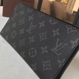 Replica Louis Vuitton Dark Gray Monogram Eclipse Zippy Organizer Wallet
