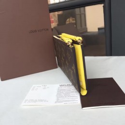 Replica Louis Vuitton Brown Monogram Yellow Pull Adele Wallet