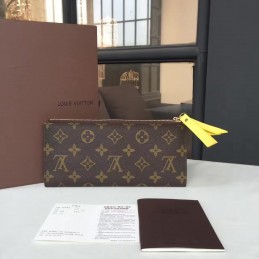 Replica Louis Vuitton Brown Monogram Yellow Pull Adele Wallet