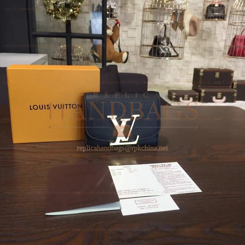 Replica Louis Vuitton Navy Blue Vivienne Compact Wallet