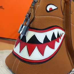Replica Hermes Brown Bolide 45 Shark Charm Twilly Handle Bag