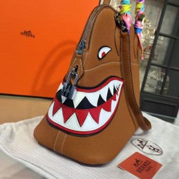 Replica Hermes Brown Bolide 45 Shark Charm Twilly Handle Bag