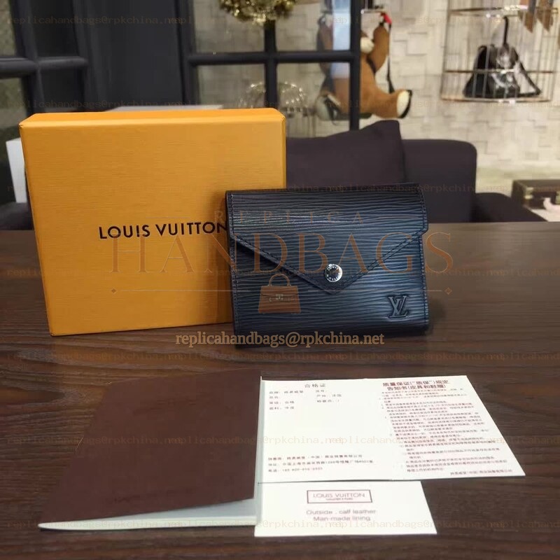 Replica Louis Vuitton Black Navy Victorine Wallet