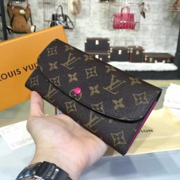 Replica Louis Vuitton Brown Monogram Red Snap Emilie Wallet