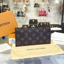 Replica Louis Vuitton Brown Monogram Red Snap Emilie Wallet