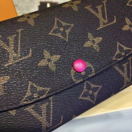 Replica Louis Vuitton Brown Monogram Red Snap Emilie Wallet