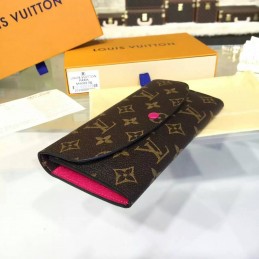 Replica Louis Vuitton Brown Monogram Red Snap Emilie Wallet