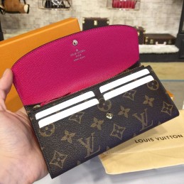 Replica Louis Vuitton Brown Monogram Red Snap Emilie Wallet