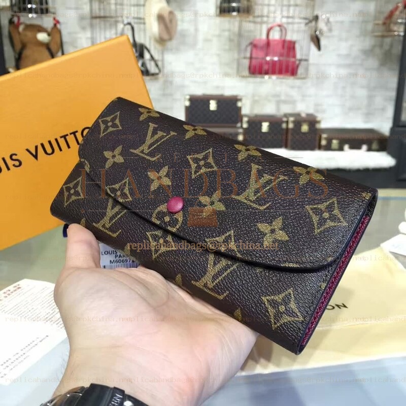 Replica Louis Vuitton Brown Monogram Brown Interior Emilie Wallet