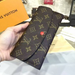 Replica Louis Vuitton Brown Monogram Burgundy Interior Emilie Wallet